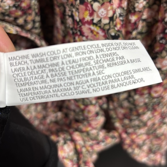 DEX V-neck long sleeve floral midi dress,elastic waist ruched side,ruffle hem - Picture 16 of 16